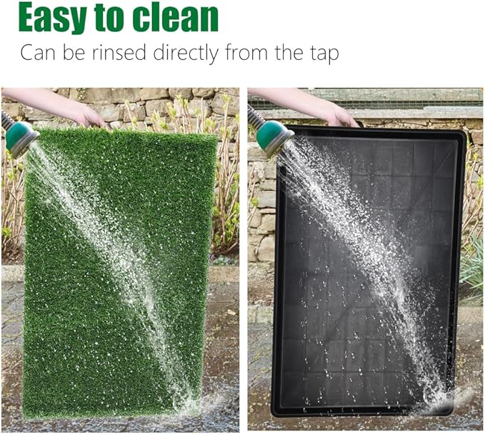 Artificial Grass Dog Grass Pad with Tray, Reusable Pet Urinal Pads for Training, 4 Layers Washable Bathroom Balcony Indoor Dog Potty (L-20×30")-PawvioPets