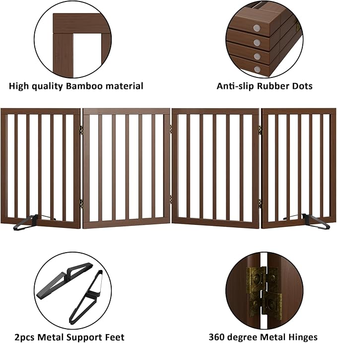 Dog Gate for Stairs,Foldable Dog Gate for Indoor Doorways House,Freestanding Pet Gates for Dogs,Doogie Puppy Fence Gate-PawvioPets