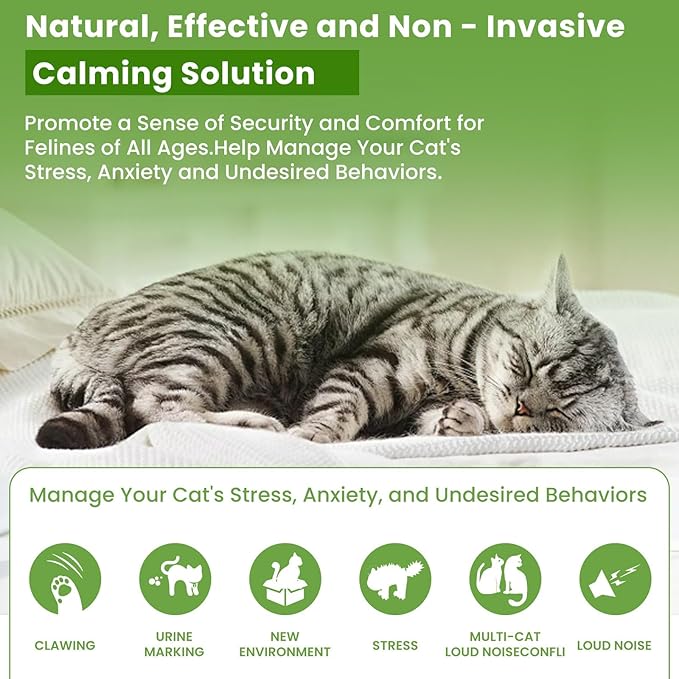Calming Diffuser Kit for Cat, Cat Pheromone Calming Diffuser Starter Helps Ruduce Anxious, Anti-Stress & Comforts Cats (2 Diffuser + 6 Refills)-PawvioPets