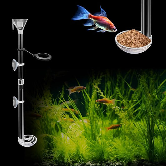 Aquarium Fish Shrimp Feeding Dish Set, Shrimp Feeding Dish Set, Transparent Shrimp Feeding Adjustable Tube with Feeding Ring, Cleaning Brush for Fish Tank and Preventing Food Scattering (Small)-PawvioPets