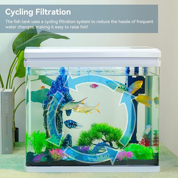 Beginner Betta Fish Tank Aquarium kit Intelligent Timed Shutdown, Seven LED Lights, Adjustable Brightness, High-Transparency Glass, Efficient Filtration Gallon (10 Gallon)-PawvioPets