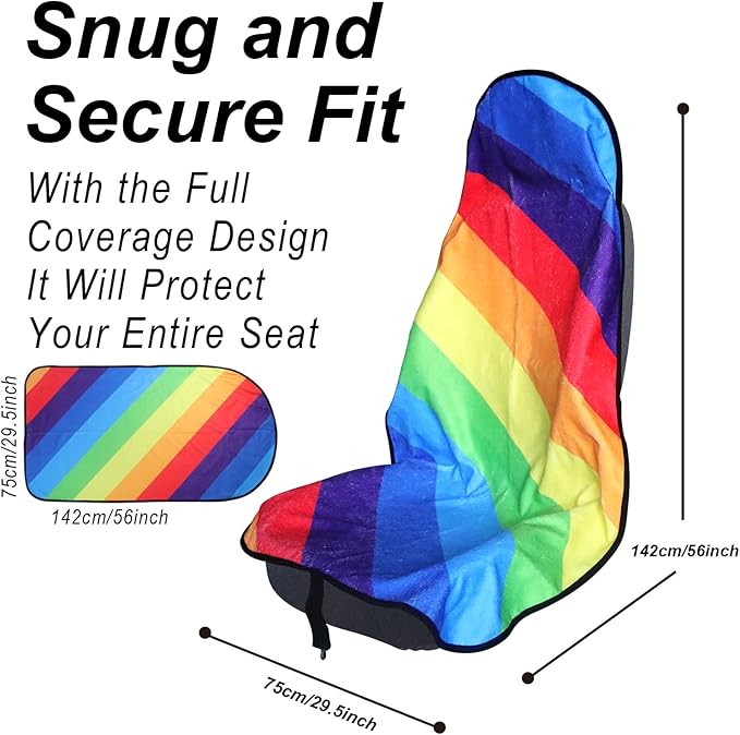 Car Seat Cover Protector Front Seats,for Gym Workout,Running,Swimming,Beach and Hiking,Waterproof Sweat Towel Bucket Seat Covers for Cars SUV Trucks (Rainbow, 1Pcs)-PawvioPets
