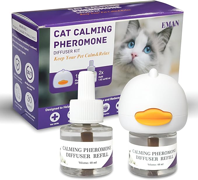 Cat Calming Pheromone Diffuser – Premium Cat Calming Diffuser for Stress & Anxiety Relief – Reduces Scratching, Spraying & Fighting – 60 Day Supply, 48ml Bottle – Ideal for All Cats & Multi-Cat Homes-PawvioPets