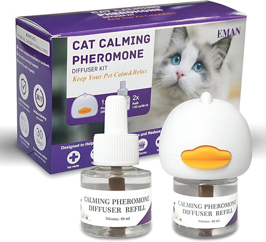 Cat Calming Pheromone Diffuser – Premium Cat Calming Diffuser for Stress & Anxiety Relief – Reduces Scratching, Spraying & Fighting – 60 Day Supply, 48ml Bottle – Ideal for All Cats & Multi-Cat Homes-PawvioPets