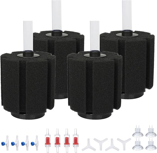 ALEGI 4pcs Large Aquarium Sponge Filter with Suction Cups, Check Valves for Breeding Fry Betta Shrimp Fish Tank (X-Large for 40-80 Gal 4 Pcs)-PawvioPets