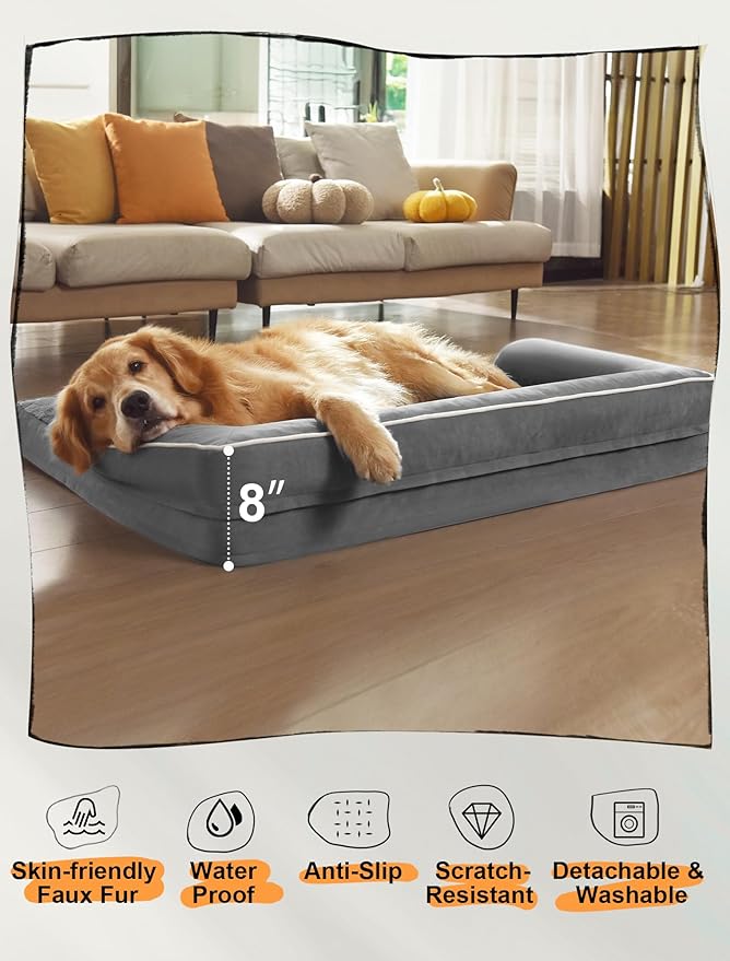 Extra Large Dog Bed Orthopedic Waterproof: Memory Foam Dog Bed for XL XLarge Extra Big Dogs - Couch Sofa - Washable with Removable Cover-PawvioPets