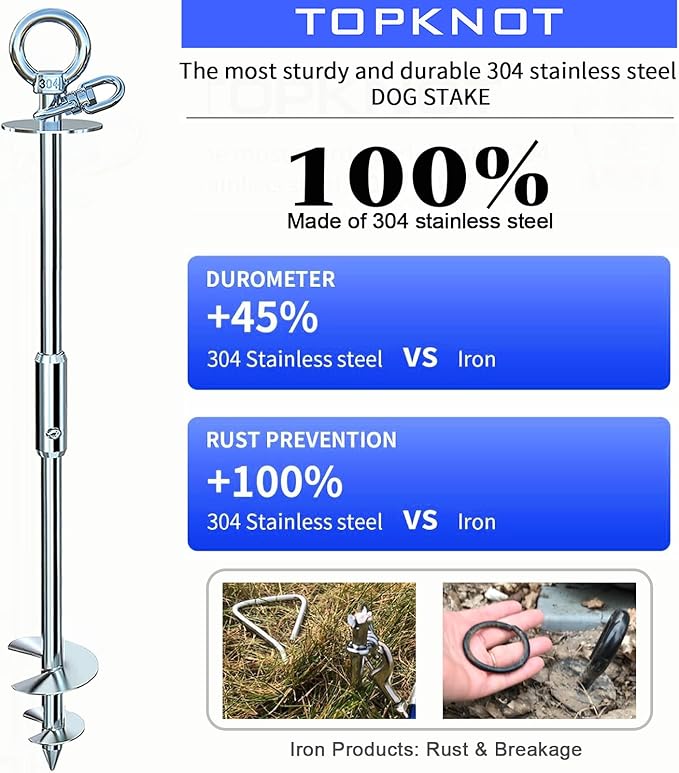 Dog Tie Out Stake for Yard,(up to 300lbs),360° Swivel Dog Run Anchor,Use Any Tie Out Cable or Yard Leash- Outdoor Camping(Anchor Only)-PawvioPets