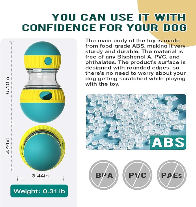 Dog Puzzle Toy Adjustable Treat Dispensing Ball Food Dispenser Tough Slow Feeder Puppy Enrichment Training Toy Pet Interactive Chase Toys for Small Medium Large Dogs to Keep Them Busy, Green-PawvioPets