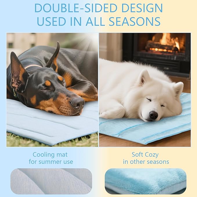 BECEMURU Dog Cooling Mat - 48" x 28" Thickening Cooling Pad Blanket for Crate, Kennel, Bed, Sofa - Machine Washable, Durable, Non-Gel - Keep Your Pet Cool and Comfortable-PawvioPets