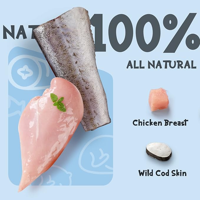 ASMPET Dog Treats Chews, Chicken Wrapped Cod Skin Sticks, Rawhide Free Cod Skin Treats for Dogs, 10.6 oz-PawvioPets