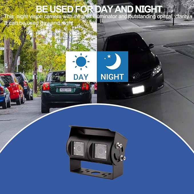 AHD 1080P 7" Reverse Rear View Backup Dual Twin Lens Camera System, Point Each Lens in a Different Direction, IR, Waterproof, 10G Vibration-Proof for Tractor/Truck/Camper/Caravan/Skid Steer/Harvester-PawvioPets