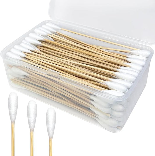 200-Pack of Long, Large Dog Ear Swabs with Bamboo Sticks: Perfect for Dog Ear Cleaning and Infection Treatment. Gentle, Effective, and Eco - Friendly for Pet Hygiene-PawvioPets