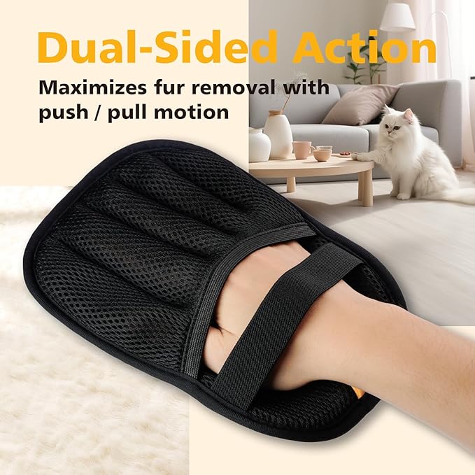 Cat Hair Gloves for Pet Hair Removal，Reusable Cats & Dog Pet Hair Remover Electrostatic Gloves for Pets Grooming,Furniture,Carpet,Car,Couch-PawvioPets