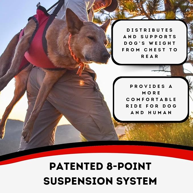 Fido Pro Airlift Emergency Dog Rescue Sling - Lightweight, Packable Dog Sling for Extra Large Dogs with 8-Point Support System for Safe Transport - Ideal for Hiking, Skiing - Fits Dogs 70-160 lbs-PawvioPets