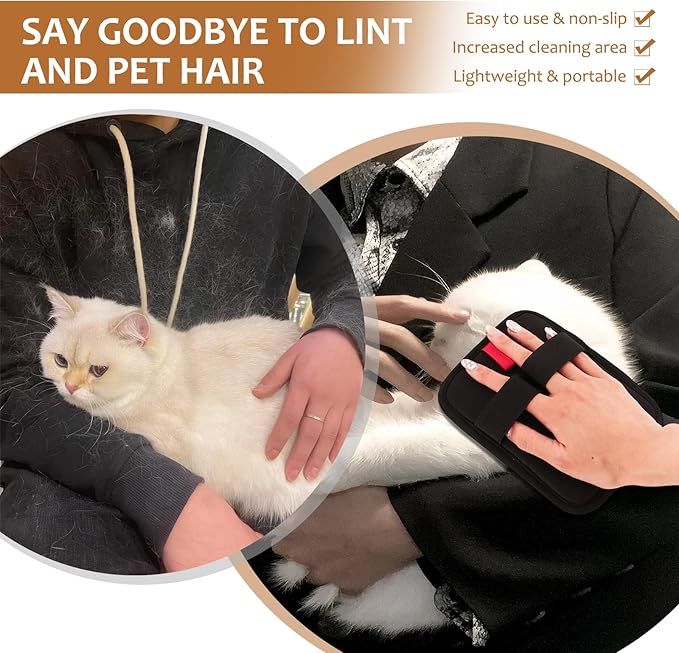 6 Pcs Pet Hair Removal Glove, Electrostatic Pet Hair Remover Gloves, Reusable Cat & Dog Hair Cleaning Gloves, Suitable for Couch, Furniture, Blankets, Curtain, Car Seat-PawvioPets