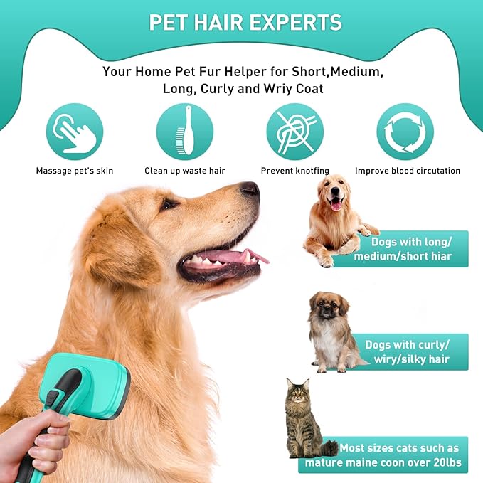 Dog Brush for Shedding Short Long Haired Cats, 5 in 1 Pet Grooming Kit for Small Medium & Large Animals. Removes Loose Fur, Mats, Tangled. Easy Cleaning. Undercoat Rake + Steam Brush Included-PawvioPets