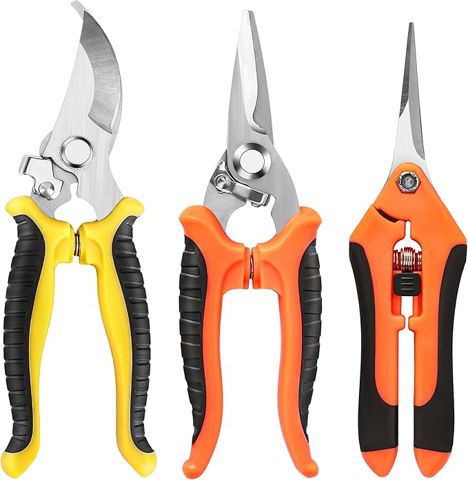 3-Pack Stainless Steel Pruning Shears, Pruning Snips and Clippers for Gardening-PawvioPets