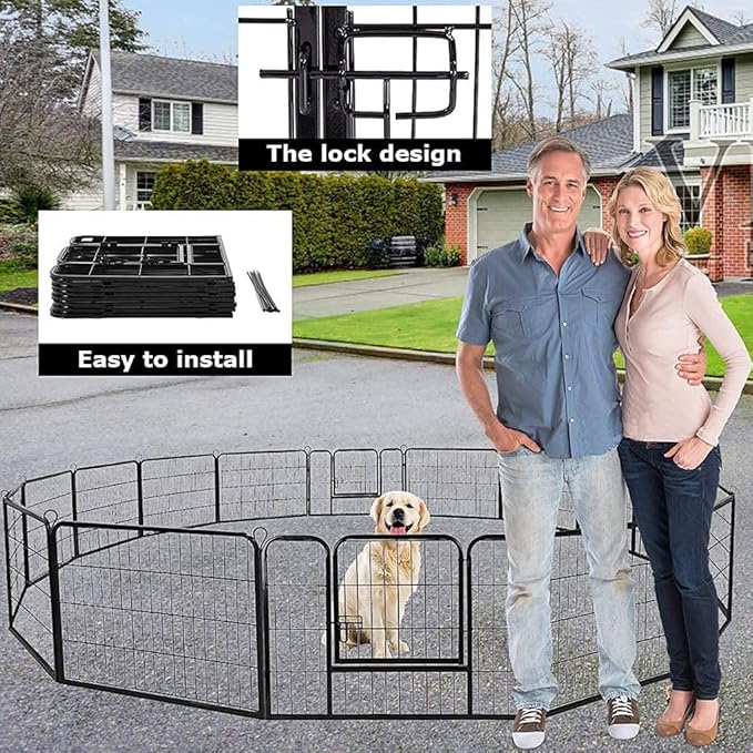 BestPet | Dog Playpen | 24 Inch, 16 Panels | Heavy Duty Metal Pet Exercise Pen | Indoor Outdoor Fence Panels | Rust-Resistant, Removable, Tool-Free Setup | Anti-Skid, Expandable Design-PawvioPets