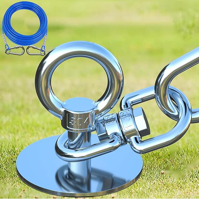 Dog Tie Out Cable and Stake,45FT Heavy Duty Cable,360°Swivel Dog Run- No Tangle,Runner for Yard- Up to 150LBS,Ideal for Outdoor Camping-PawvioPets