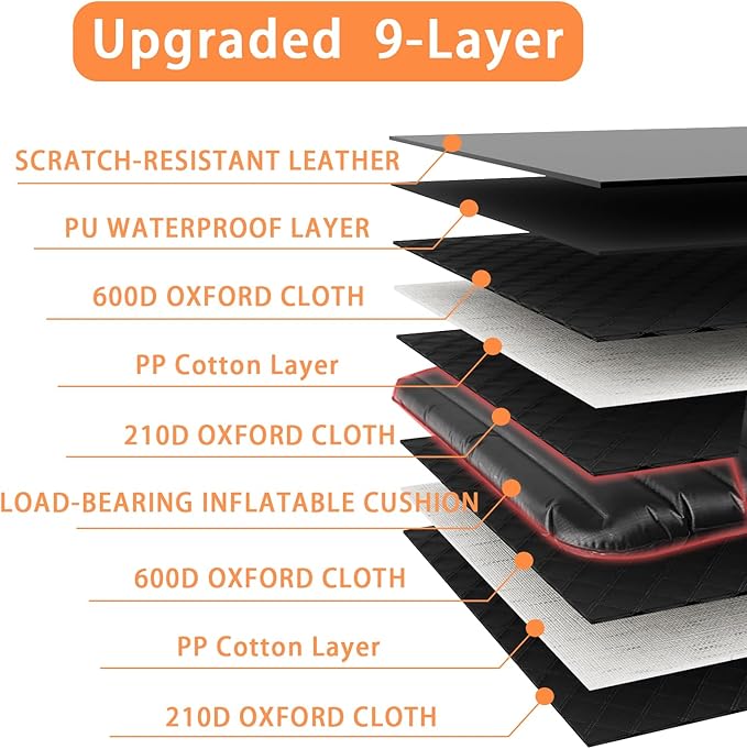 Car Back Seat Pet Cover for Dogs Back Seats Protector, Soft Inflatable Cushion Backseat Extender Comfortable Dog Hammock, Waterproof Dog Bed Rear Travel Accessories for Car,SUV,Truck-PawvioPets