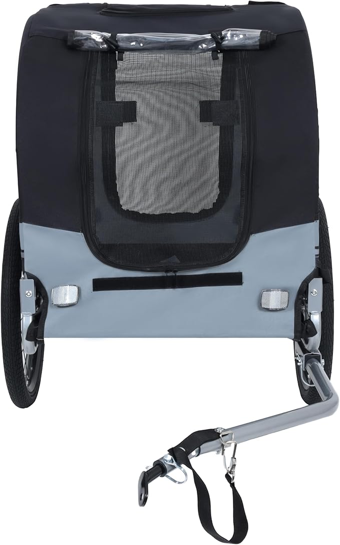 Blue-Grey Large Folding Bike Trailer for Dogs – Heavy-Duty Steel Frame, 66LB Capacity Pet Carrier for All-Terrain Cycling, Jogging & Camping Adventures!-PawvioPets