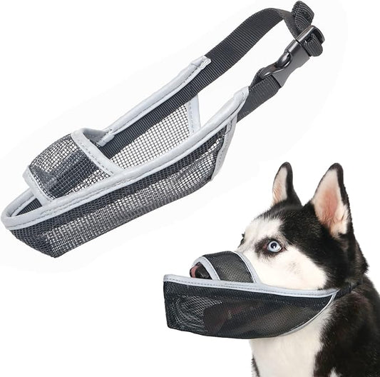 Crazy Felix Nylon Dog Muzzle for Small Medium Large Dogs Dachshund Beagle Poodle Labrador, Air Mesh Breathable and Drinkable Pet Mouth Guard for Anti-Biting Chewing Scavenging (XS, Reflective Trim)-PawvioPets