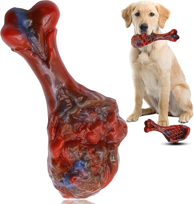 Dog Chew Toys for Aggressive Chewers, Indestructible Dog Toy for for Medium/Large Breed, Tough Nylon Teething Bone Toy to Keep Them Busy,Bacon and Real Beef Flavor (Beef Flavor, 1 Pack)-PawvioPets