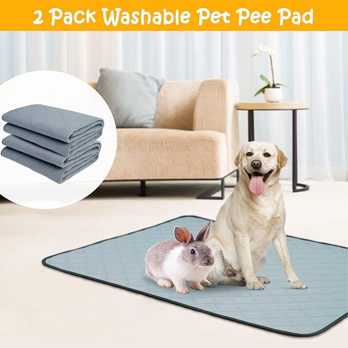 2 Pack Guinea Pig Cage Liners Washable Guinea Pig Bedding Waterproof | Super Absorbent | Non Slip | Reusable Guinea Pig Pee Pads for Small Animals Rabbit Hamster Rat - for Midwest 48" x 24"-PawvioPets