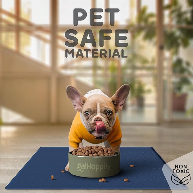 Dog Food Mat - 28x18” Large Silicone Stove Top Protector, Silicone Pet Feeding Mat, Raised Edges Dog Mat for Food and Water Prevent Spill, Waterproof Cat Placemats Protect Floors, Easy Clean Bowl-PawvioPets