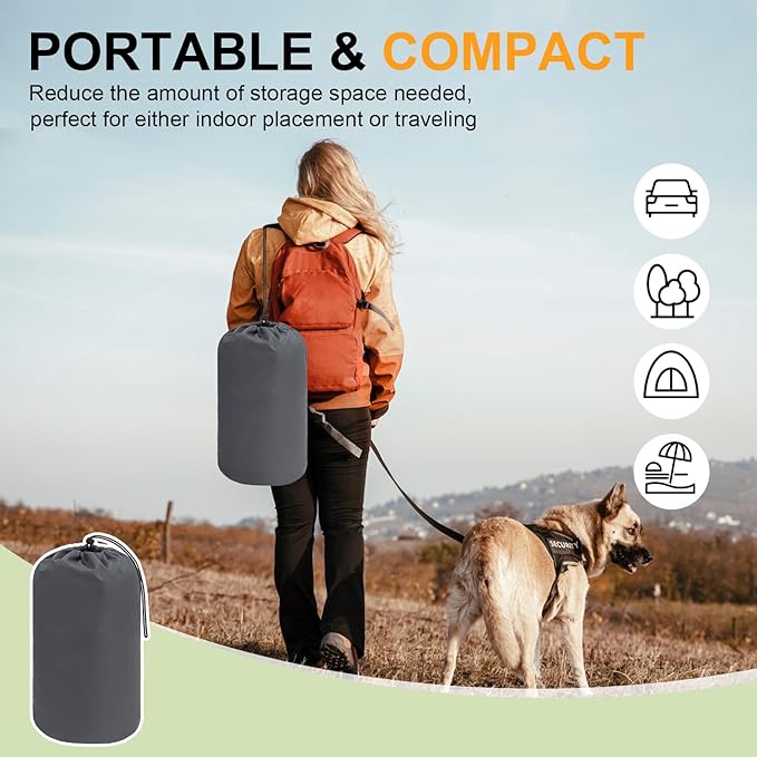 BEAUTYZOO Outdoor Dog Bed Waterproof, Camping Dog Bed Reversible, Portable Travel Bed with Carry Bag- Machine Washable, Durable, Foldable Outdoor Pet Bed Mat for Medium Large Dogs, 35” x 51“ Green-PawvioPets