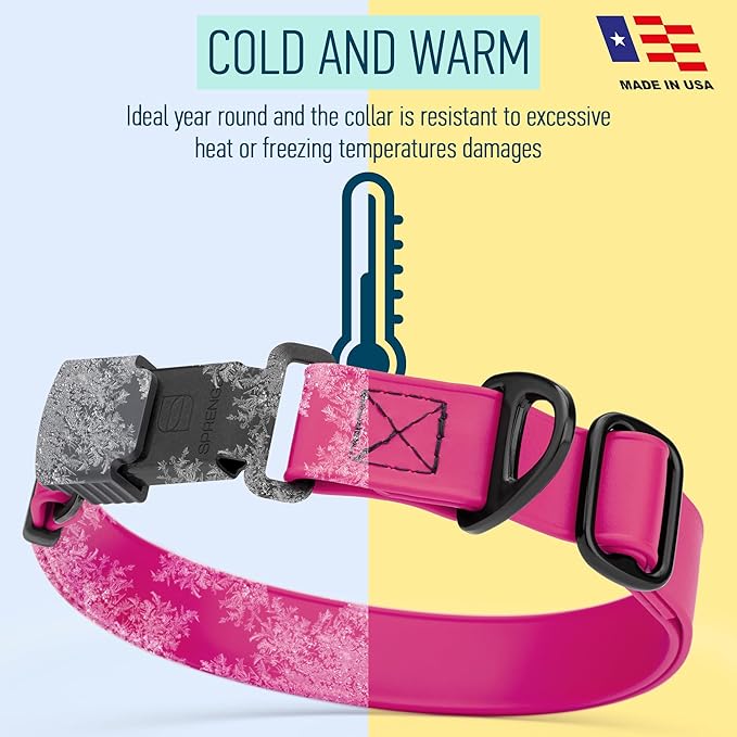 Dogline Biothane Waterproof Dog Collar with Herm Sprenger Stainless Steel Quick Release Buckle – Heavy Duty Tactical Durable Collar for Dogs – Comfortable and Safe Pet Collar, W 1" L 15-25", Magenta-PawvioPets