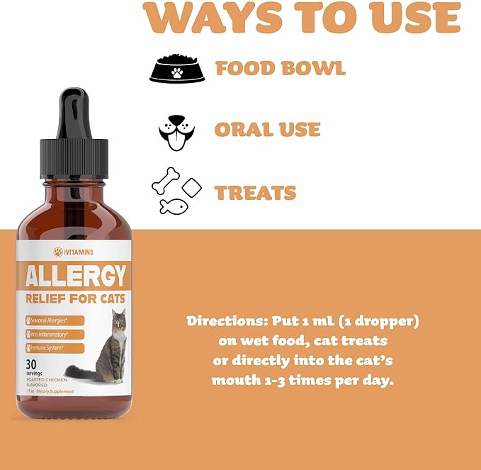 Allergy Relief for Cats | Helps to Naturally Support Allergy & Itch Relief for Cats | Cat Allergy | Cat Itch Relief | Cat Itchy Skin Relief | Cat Allergy Relief for Cats | Cat Supplements & Vitamins-PawvioPets