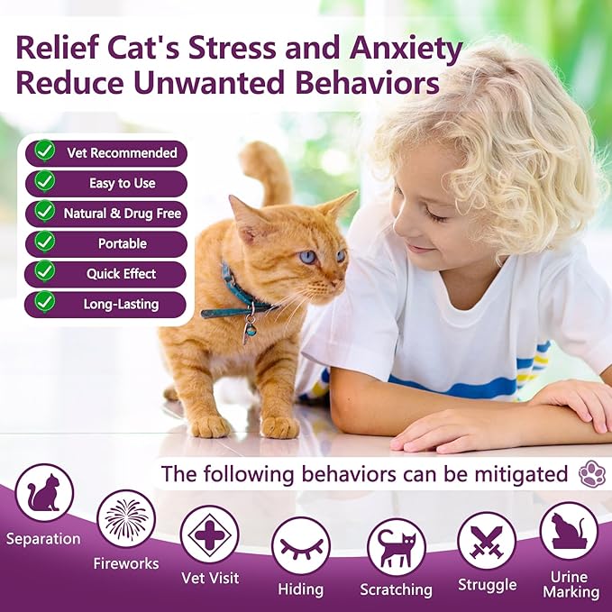 Cat Calming Pheromone Spray, Feline Calm Pheromones Spray- Anti Anxiety Pet Products, Cats Reduces Scratching Furniture Peeing Marking Calming Cat for Travel, Vet Visits - 60 Day Kit (2 * 60 mL)-PawvioPets