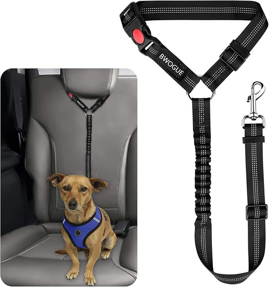 BWOGUE Pet Dog Cat Seat Belts, Car Headrest Restraint Adjustable Safety Leads Vehicle Seatbelt Harness (1 Pack)-PawvioPets