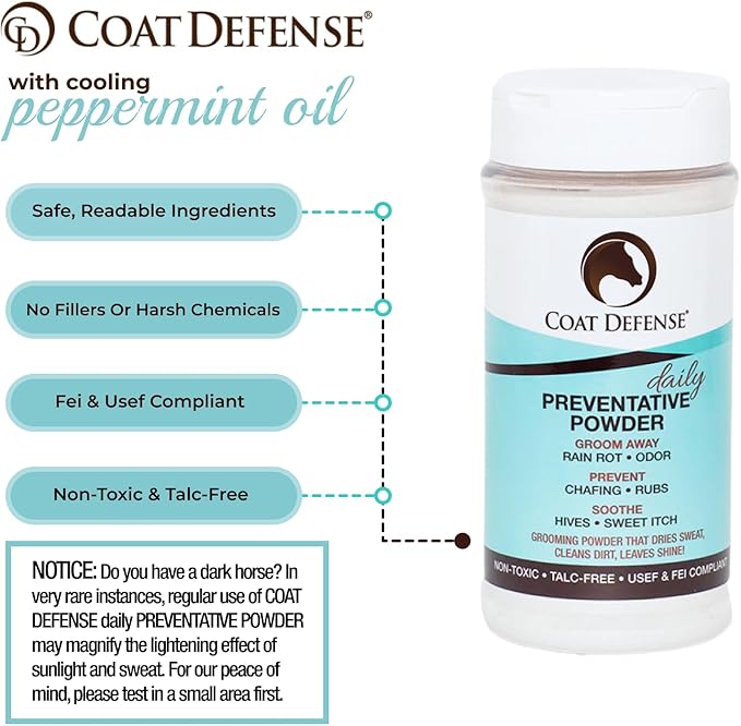 COAT DEFENSE Daily Grooming Powder for Horses | Dry Shampoo with Natural Ingredients | 64 oz Formula for Fresh, Healthy-Looking Coat-PawvioPets