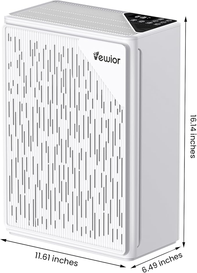 Air Purifiers for Home Large Room up to 2535ft², VEWIOR H13 True HEPA Air Cleaner for Bedroom with PM2.5 Display Air Quality Sensor, Fragrance Diffuser, Air Filter for Wildfire Smoke Pet Hair Dust-PawvioPets