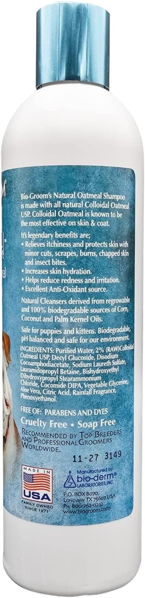 Bio-Groom Oatmeal Dog Shampoo - for Allergies and Itching, Cruelty-Free, Dog Bathing Supplies, Puppy Shampoo for Sensitive Skin, Made in USA, Anti-Itch Dog Products - 12 fl oz 2-Pack-PawvioPets