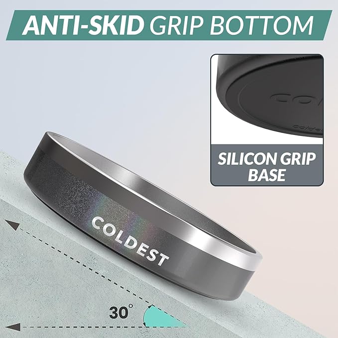 Coldest Dog Bowl - Anti Rust Metal, Non Slip, 3 Layers Insulated Stainless Steel Dog Bowls - Spill Proof & Heavy Duty - Water Bowl for Dogs, Cats & Pets, Dish Washer Safe (21 oz, Stardust Glitter)-PawvioPets