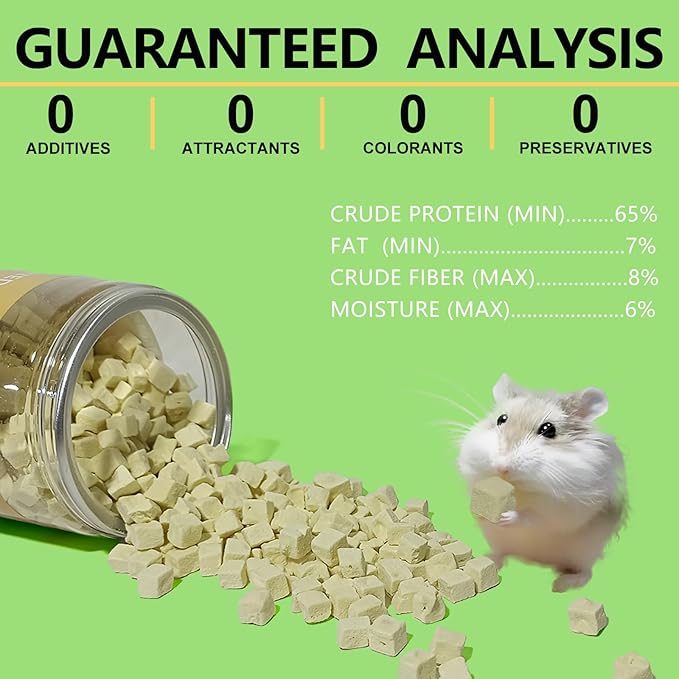 Freeze-Dried Tofu Hamster Treats, Grain-Free & Healthy Chews, High Protein Natural Snacks for Small Pets, Rabbits, Gerbils, Mice Degus, Chinchilla, 4.5 oz Pack-PawvioPets