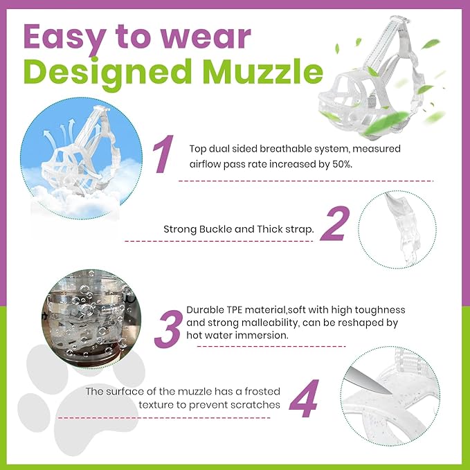 Glow-in-The-Dark Dog Muzzle, Basket Muzzle for Small Medium Large Dogs,Anti-Biting Chewing, Lightweight Cage Design,Allows Drinking & Panting,for Grooming & Training Size S-PawvioPets