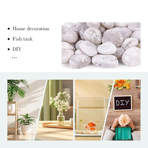 DomeStar 2.7lb White River Rocks, Polished Pebbles Decorative White Stones for Landscaping Vase Filler Fish Tank Aquariums Garden Outdoor and Indoor DIY-PawvioPets