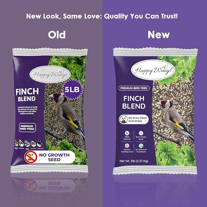 Finch Blend Bird Food - Mix of Sunflower Hearts/Kernels and Nyjer, 5 Pounds - No Grow Seed - For Wild Birds-PawvioPets