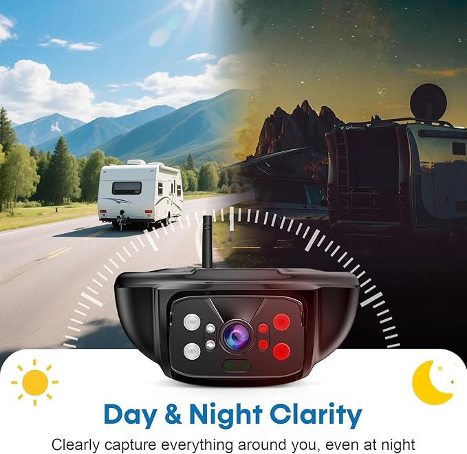 7-Inch Wireless Backup Camera for RV Trailer - HD 1080P Monitor, Night Vision, IP69 Waterproof, Easy Installation Compatible with Furrion, Split Screen 4 Channels Y31-PawvioPets