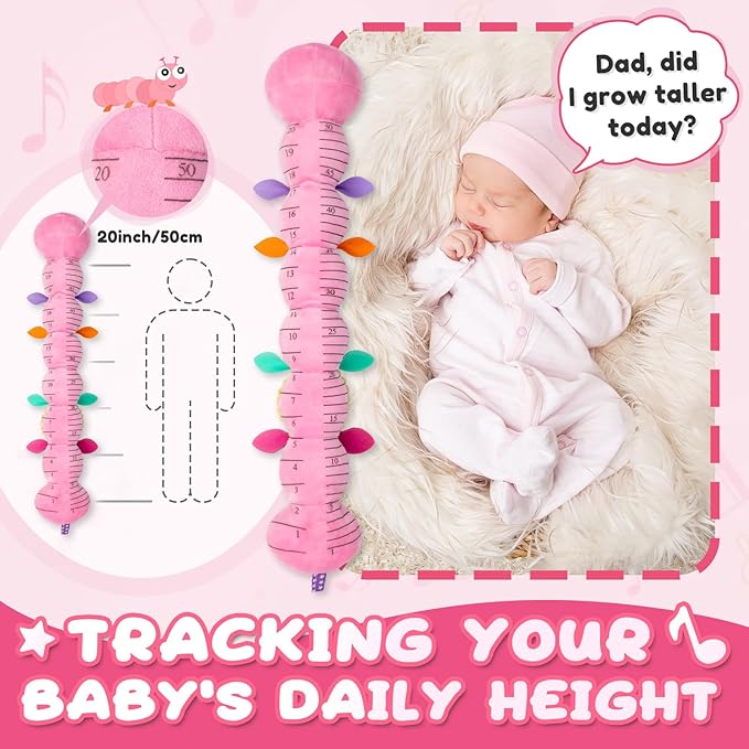 Baby Toys 0-6-12 Months,Infant Musical Stuffed Animals Activity Toys with Muti-Sensory Crinkle,Rattles,Baby Girl Toys Gifts for Newborn Tummy Time,Caterpillar,Pink-PawvioPets