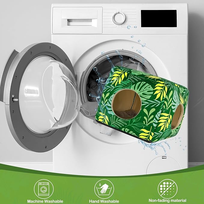 Bienbee Guinea Pig Hideout, Washable Guinea Pigs House Cozy Guinea Pigs Bed for Small Pet Bunny/Rabbit/Hamster/Chinchilla Guinea Pig Accessories Green Leaf-PawvioPets