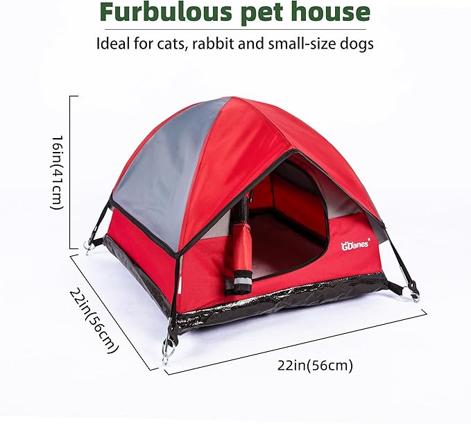 GDanes Cat House Portable Indoor/Outdoor Red Cat Tent for Cats and Small Dogs with Soft Pad-PawvioPets