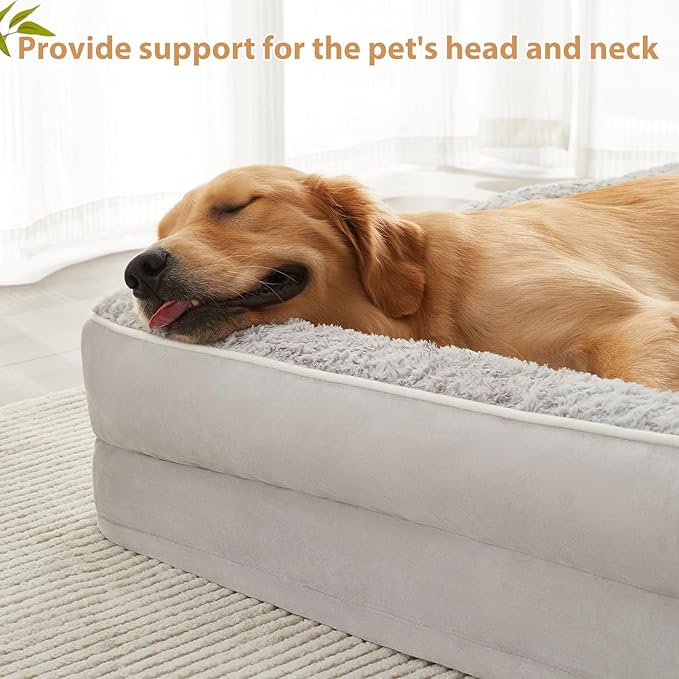 BFPETHOME Orthopedic Dog Beds for Large Dogs-Waterproof Sofa Dog Bed with Removable Washable Cover, Big Pet Bed with Waterproof Lining and Nonskid Bottom,Pet Bed for Large Dogs-PawvioPets