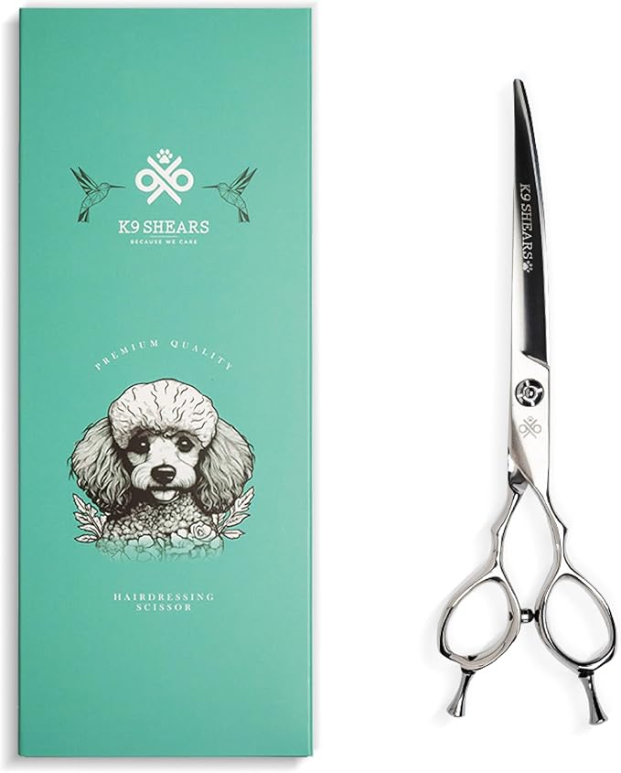 7" Curved Dog Grooming Scissors – Handcrafted, Ergonomic, VG10 Stainless Steel for Sharper, Tougher, Better Edge Retention, Lightweight Shears for Trimming Face and Paws.-PawvioPets