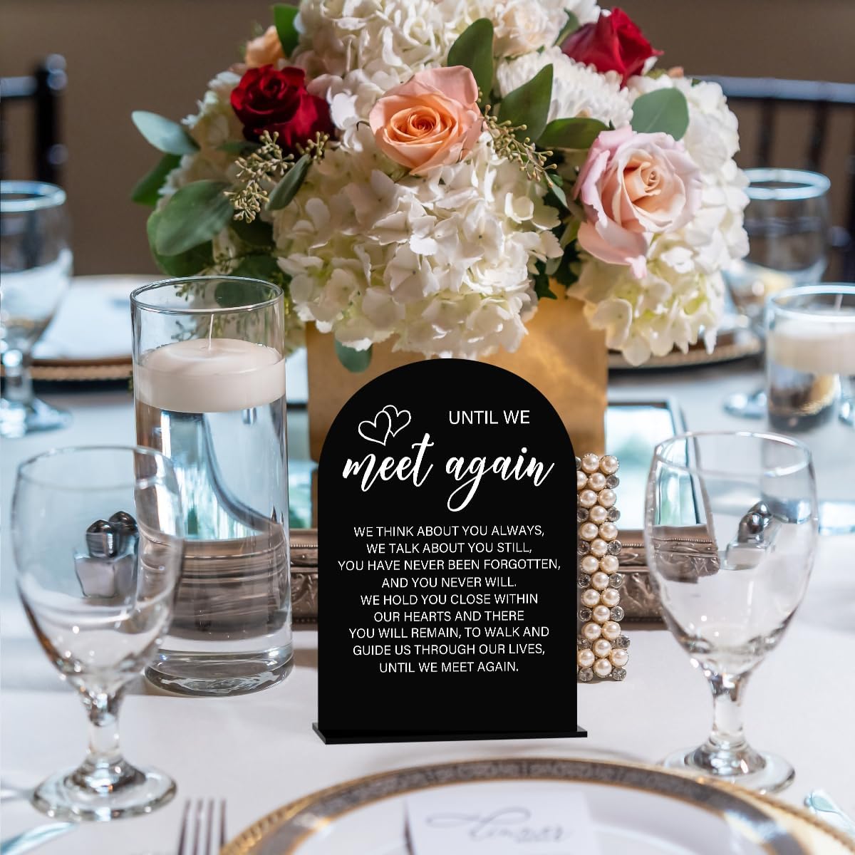 Acrylic Wedding Sign Wedding Signs for Ceremony Until We Meet Again Sign for Wedding Modern Calligraphy Arch Acrylic Table Top Sign for Wedding Reception and Event Party Table(black）