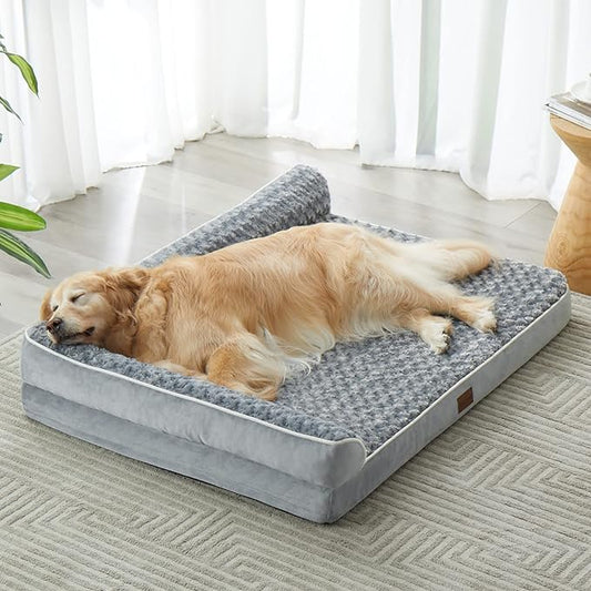 BFPETHOME Orthopedic Dog Bed for Large Dogs-Big Waterproof Sofa Dog Bed with Removable Washable Cover, Washable Pet Bed with Waterproof Lining and Nonskid Bottom,Pet Bed for Large Dogs-PawvioPets
